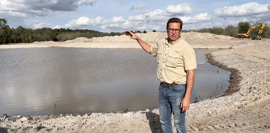 Matt Showing Water Recycling Pond