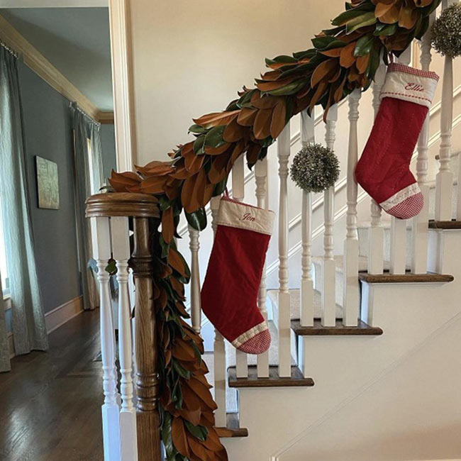 Garland on Banister with Stockings