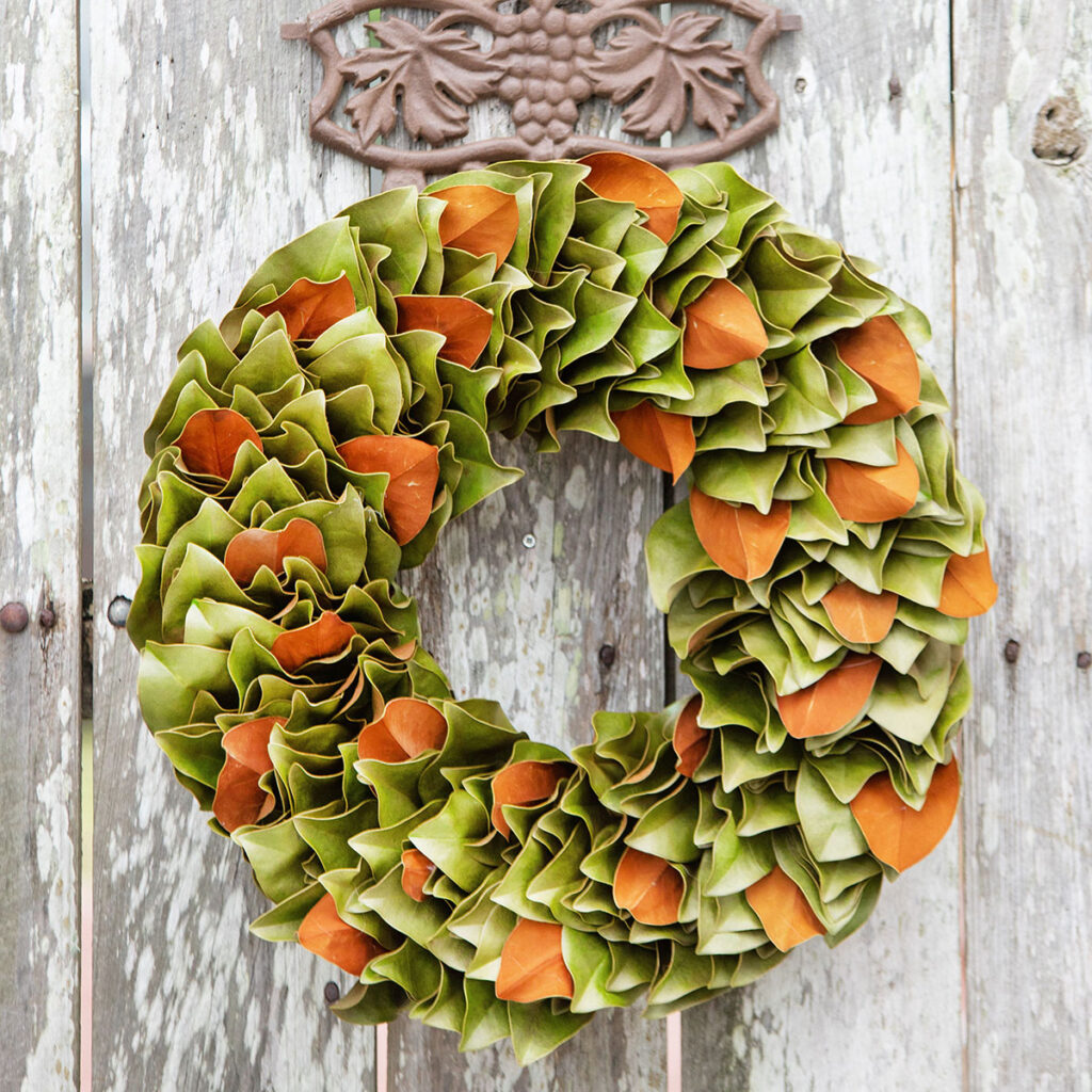 Greenery & Velvet Wreath on Barn Door