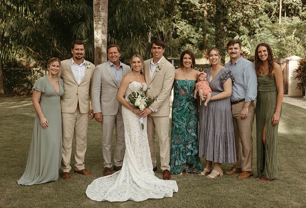Matt & Julie with grown kids at wedding