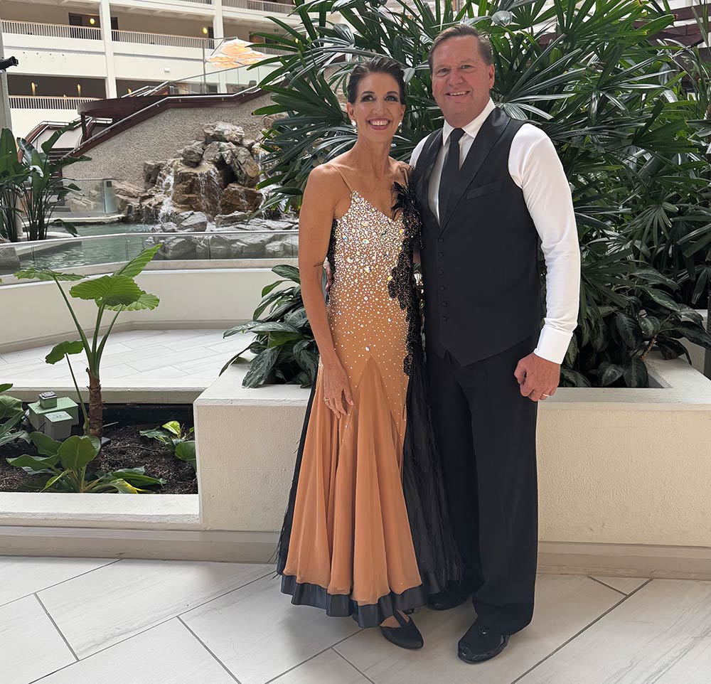 Julie & Matt in their ballroom attire