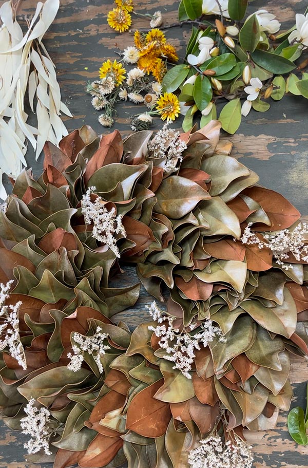 Magnolia wreath with accents