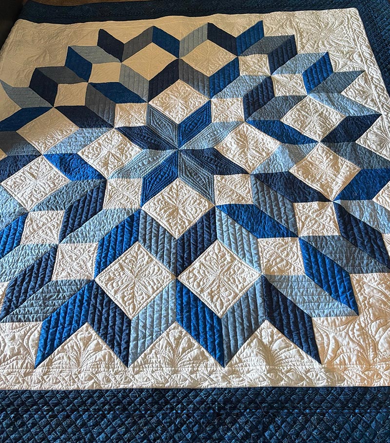 Hand made blue and white quilt