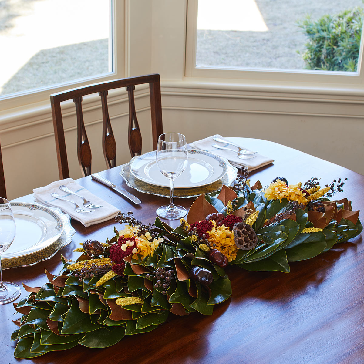 Golden Aubergine Centerpiece