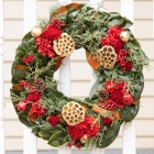 Crimson & Gold Wreath with Ribbon