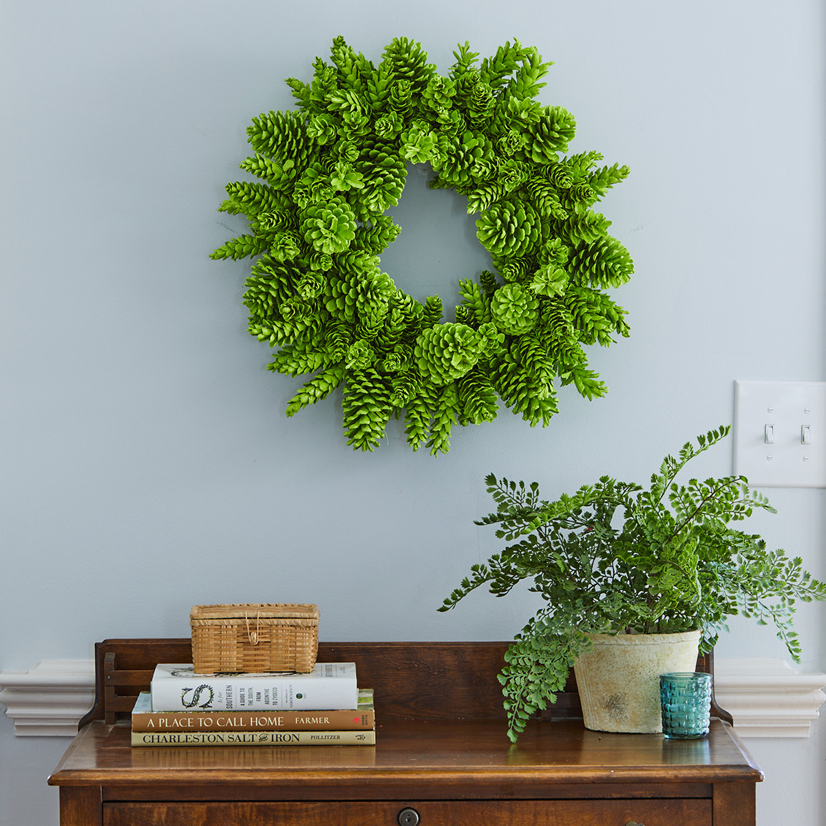 Citrus Green Pinecone Wreath