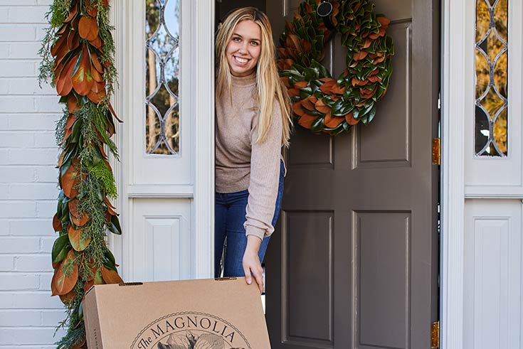 Magnolia Wreath Box at Door